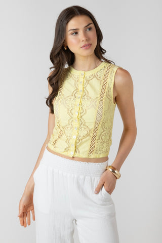 Lemon Lace Button Down