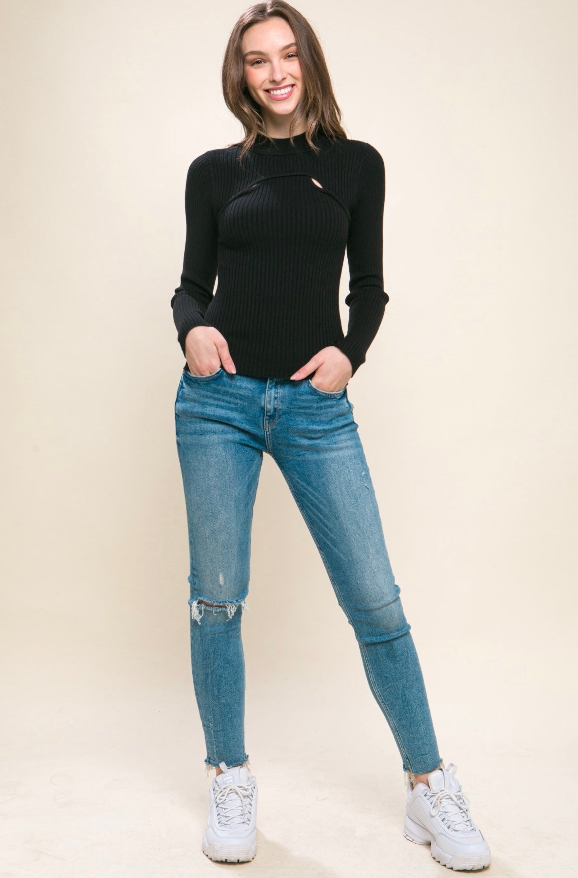 Black Peekaboo Sweater