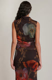 Brown Floral Mesh Top
