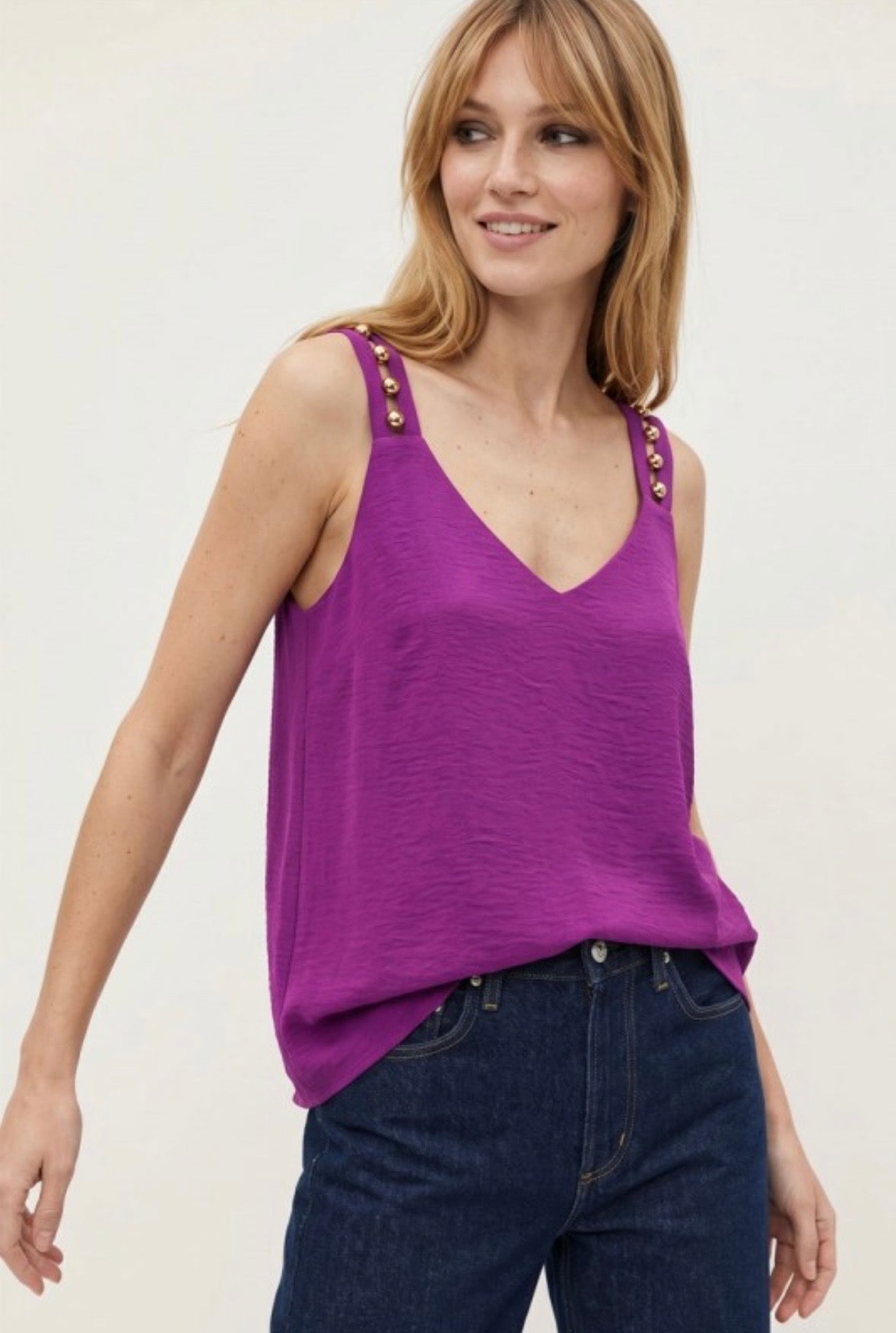 Fuchsia Studded Tank Top