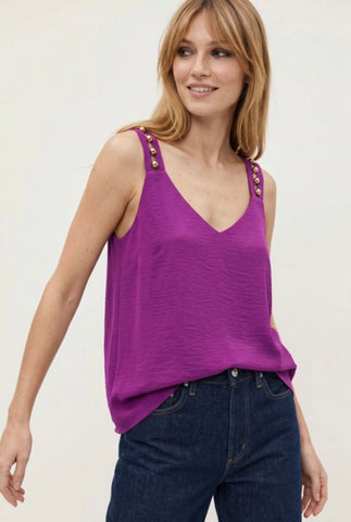 Fuchsia Studded Tank Top