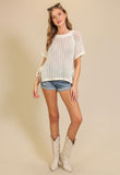 Cream Side Tie Sweater
