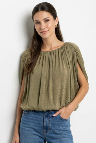 Olive Bubble Blouse