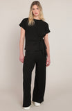 Black Textured Tie Top