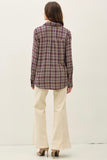 Plum Plaid Button Down Top