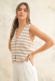 Tan Stripe Sweater Vest