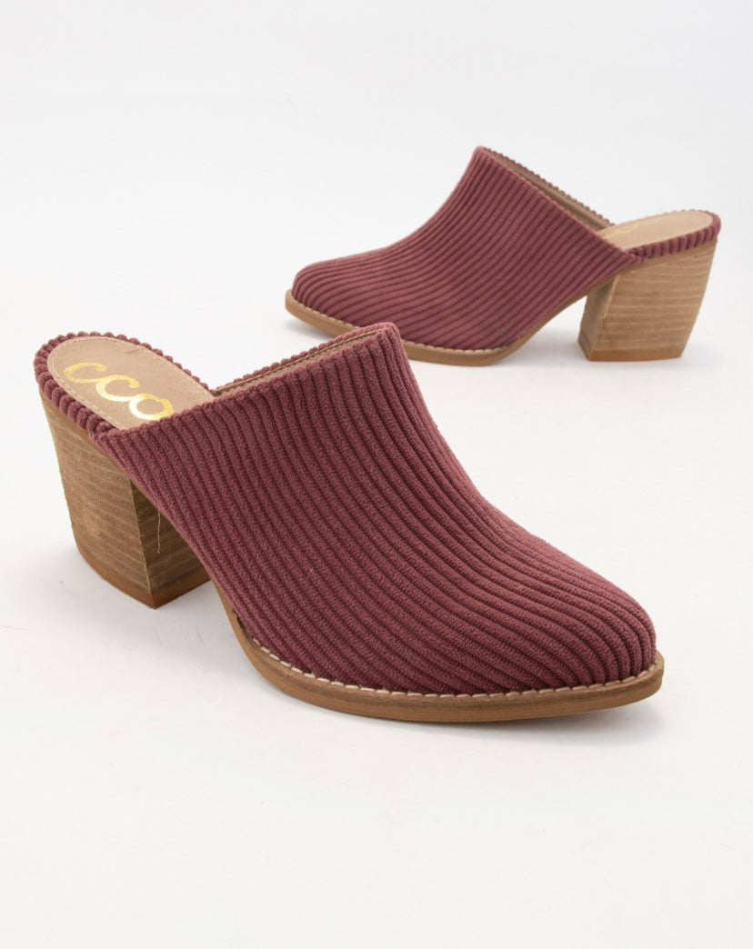 Burgundy Corduroy Mule