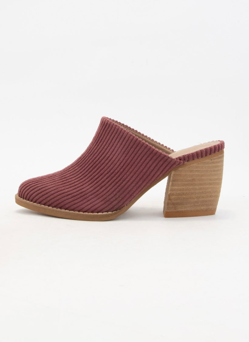 Burgundy Corduroy Mule
