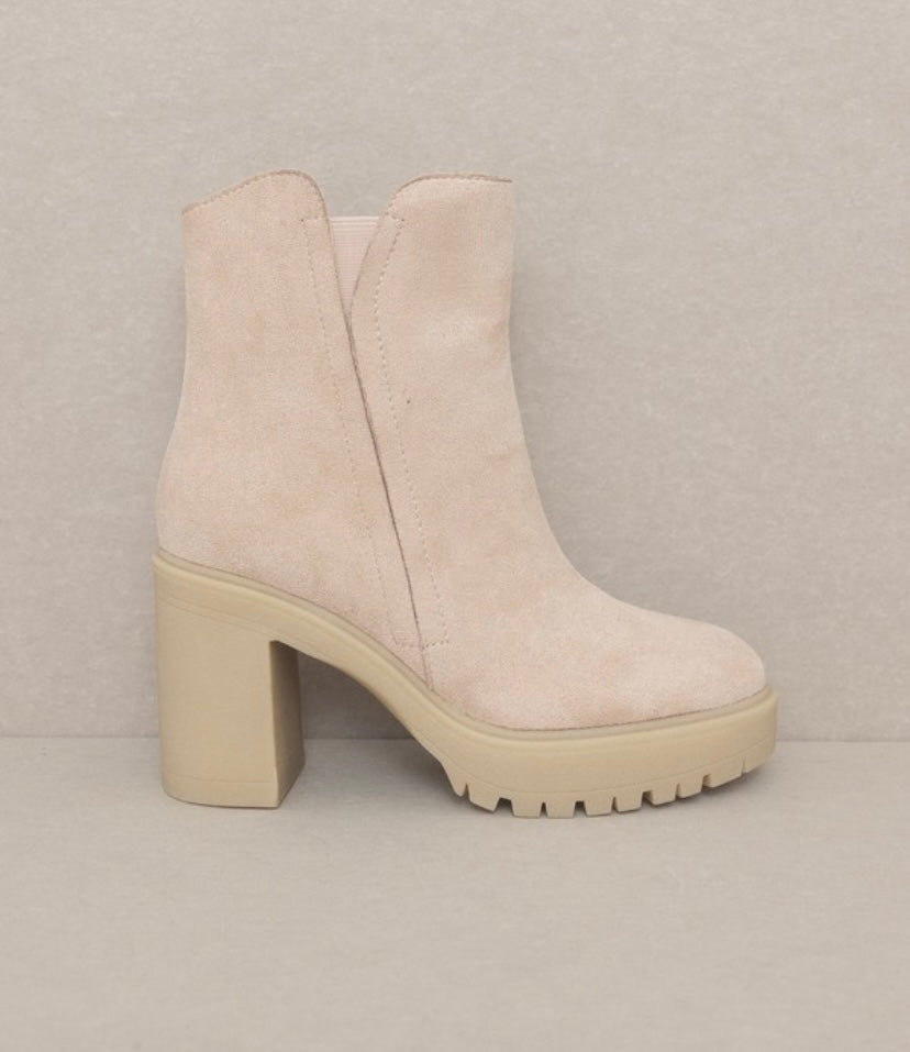 Cream Abby Platform Ankle Bootie