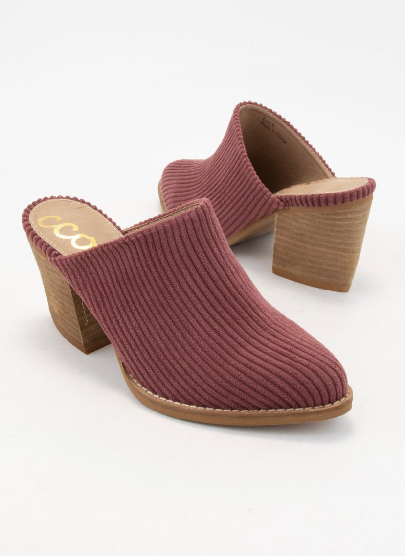 Burgundy Corduroy Mule