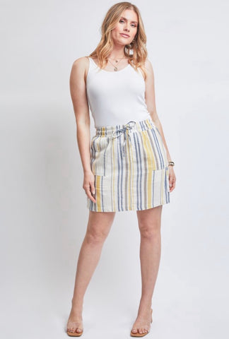 Gold Stripe Linen Skort