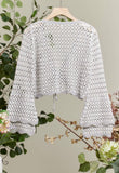 Grey Crochet Bell Sleeve Cardigan
