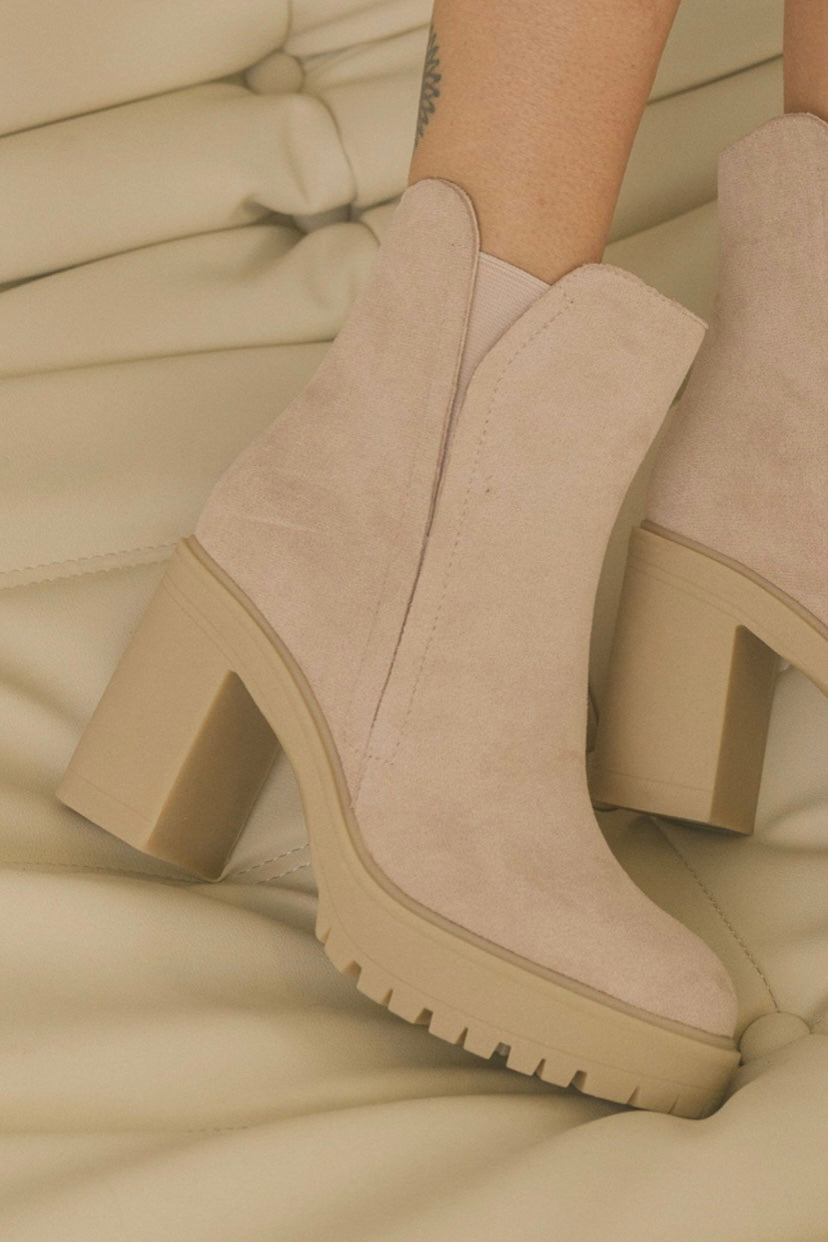 Cream Abby Platform Ankle Bootie