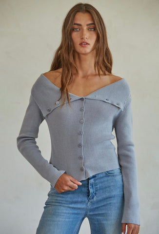 Grey Off The Shoulder Cardigan