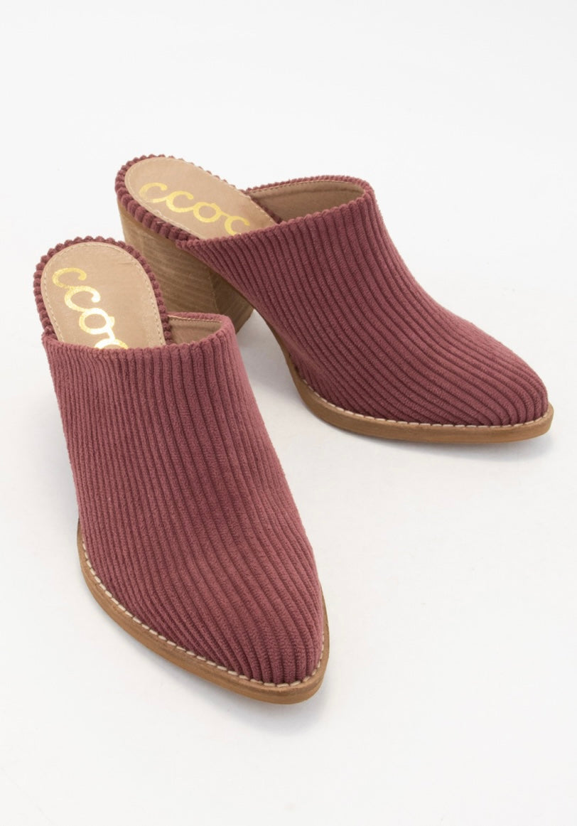 Burgundy Corduroy Mule