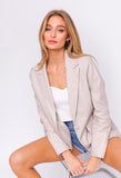 Cream Leatherlike Blazer
