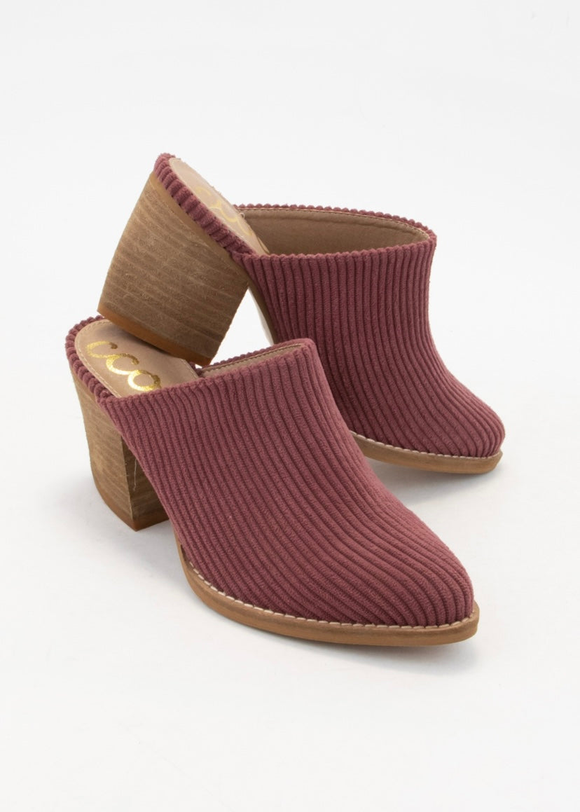 Burgundy Corduroy Mule