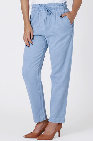 Denim Wash Cropped Wide Leg Pants