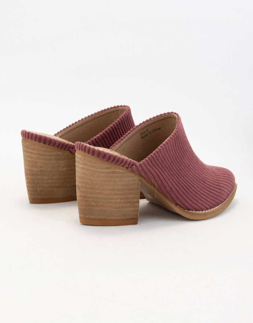 Burgundy Corduroy Mule