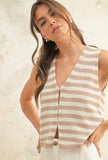 Tan Stripe Sweater Vest