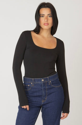 Black Square Neck Top