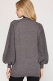 Grey Cable Knit Tunic Sweater