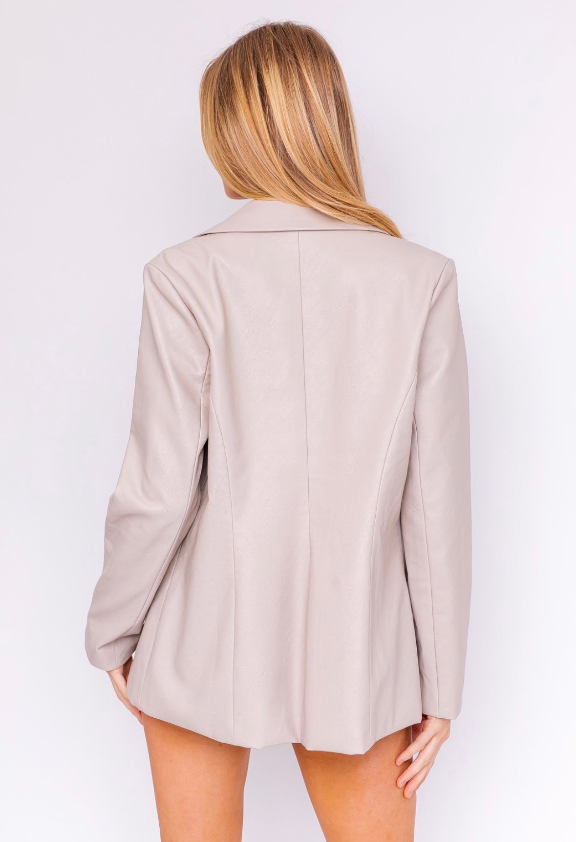 Cream Vegan Leather Blazer