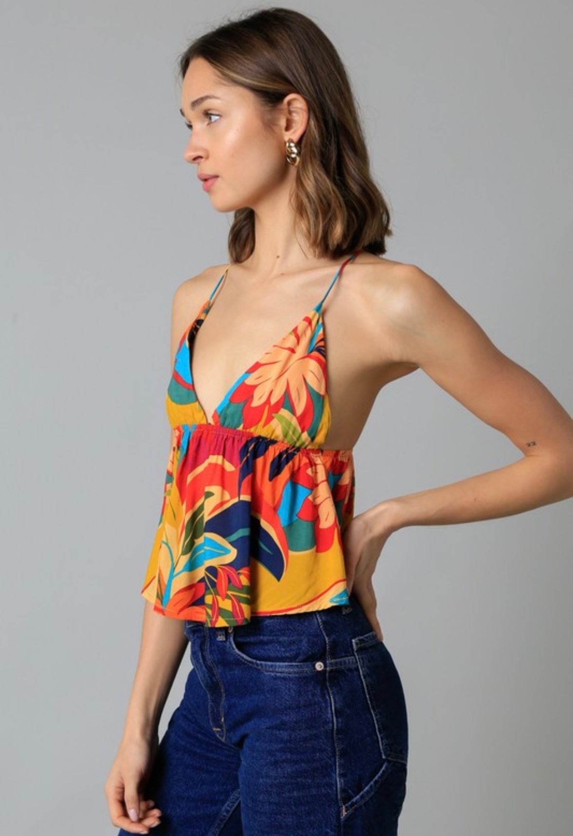 Tropical Peplum Top