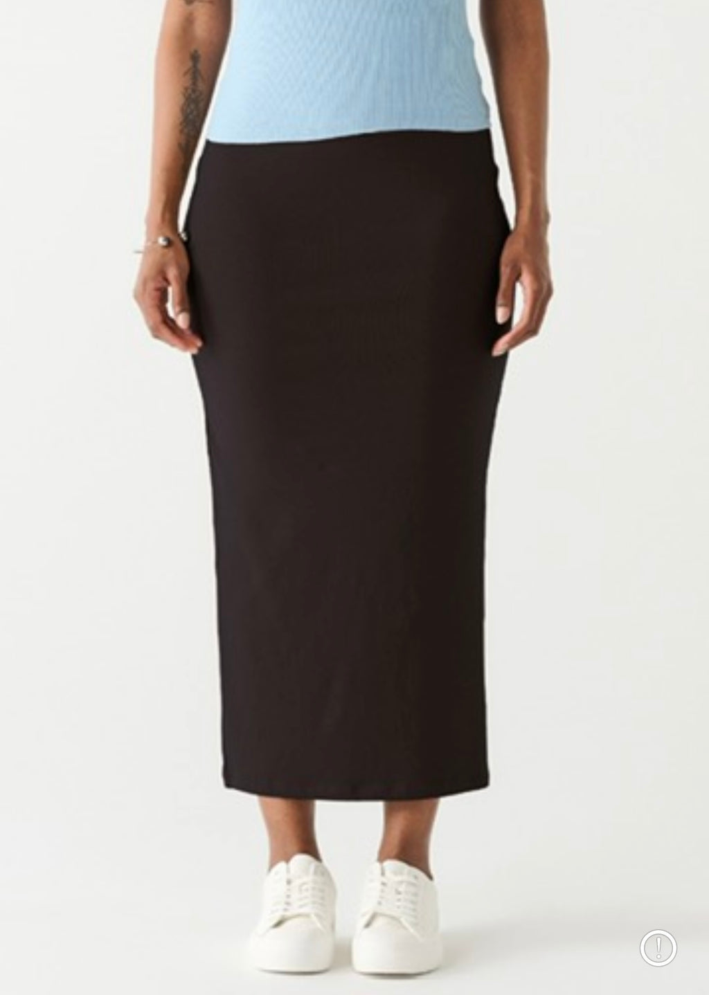 Black Stretch Midi Skirt