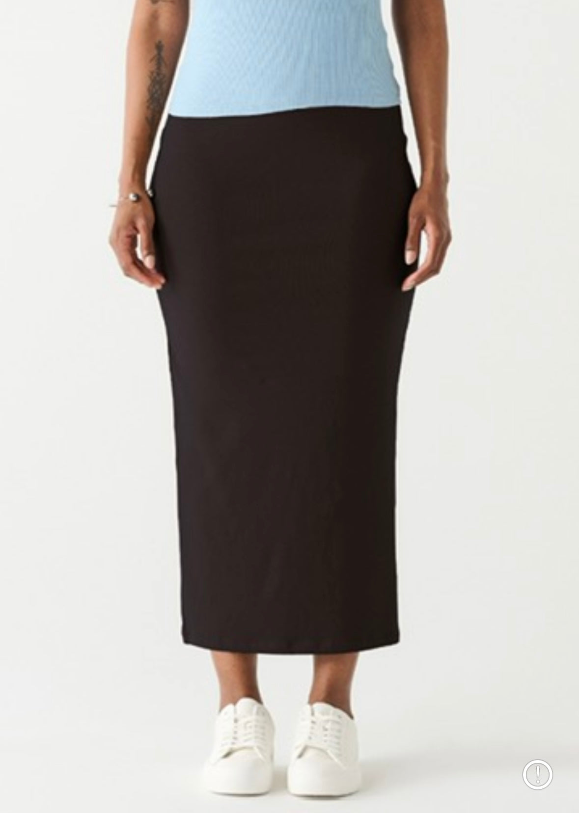 Black Stretch Midi Skirt