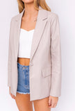 Cream Leatherlike Blazer