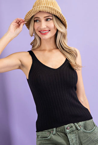 Black Ribbed Knit Cami