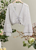 Grey Crochet Bell Sleeve Cardigan