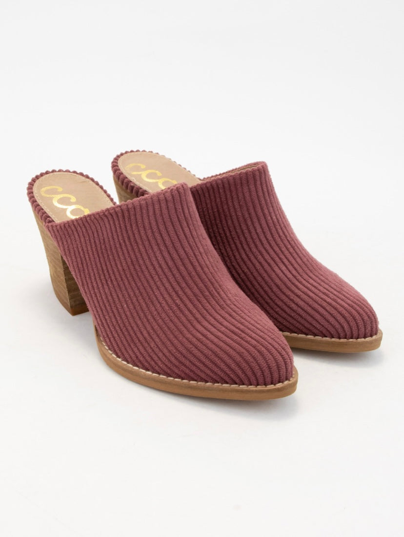 Burgundy Corduroy Mule