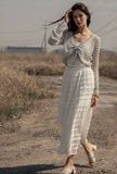 Grey Crochet Bell Sleeve Cardigan