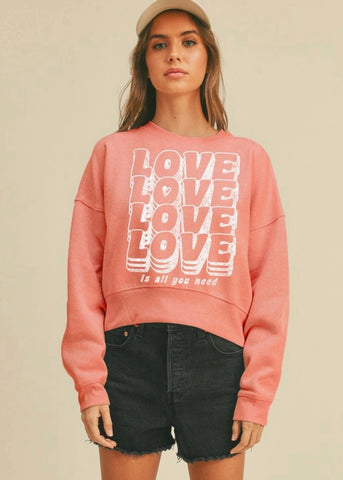 Pink Love Cropped Sweatshirt