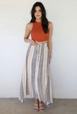Cream Print Maxi Skirt