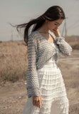 Grey Crochet Bell Sleeve Cardigan