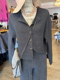 Charcoal Ribbed Cardigan
