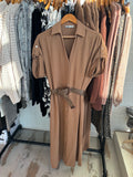 Bronze Belted Maxi Shirt Dress