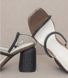 Black Destiny Studded Raffia Sandals