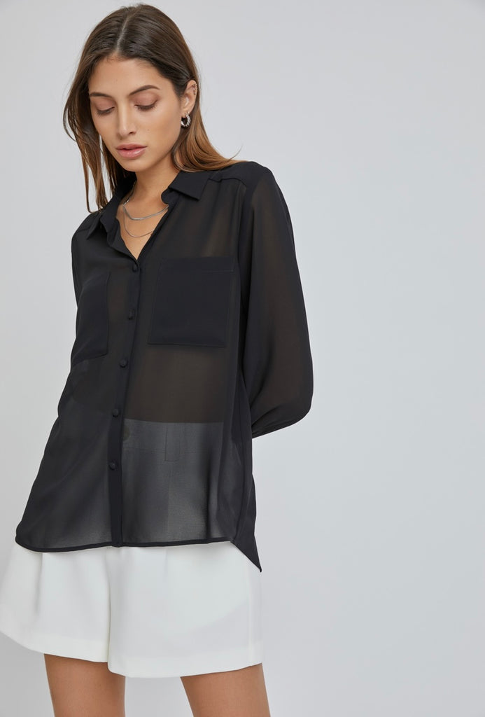 Sheer button down top cheap