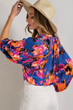 Royal Print Peasant Blouse