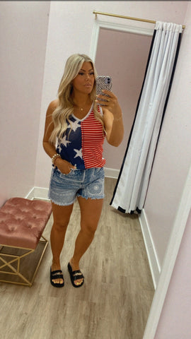 White Stars & Stripes Tank