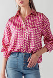 Pink Satin Spotted Button Down