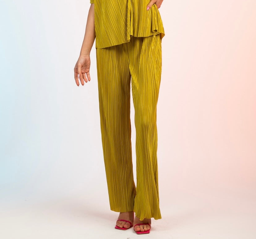Avocado Accordion Palazzo Pants