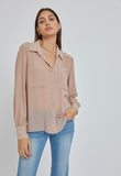 Taupe Sheer Button Down