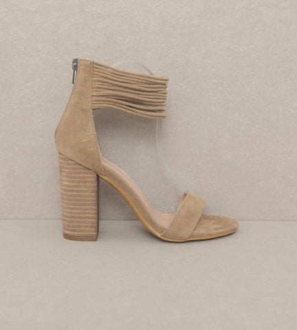 Blake Taupe Ankle Strap Heel