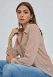 Taupe Sheer Button Down