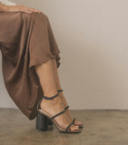 Black Destiny Studded Raffia Sandals
